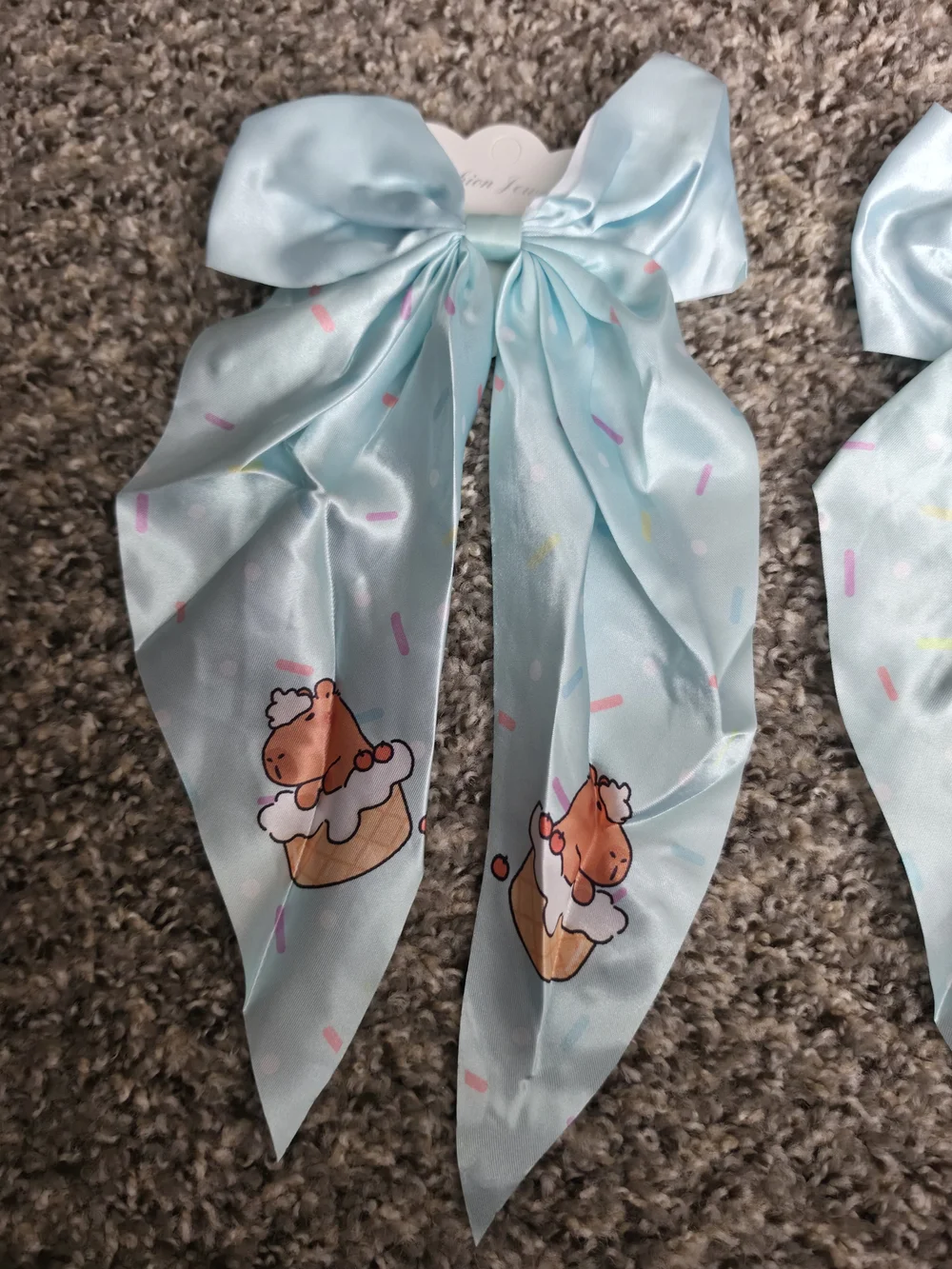 Light Blue Cupcake Bow Hair Clips for Kids